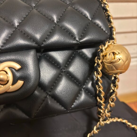 Chanel Black Quilted Flap Bag with Gold Ball Chain - Picture 3 of 10